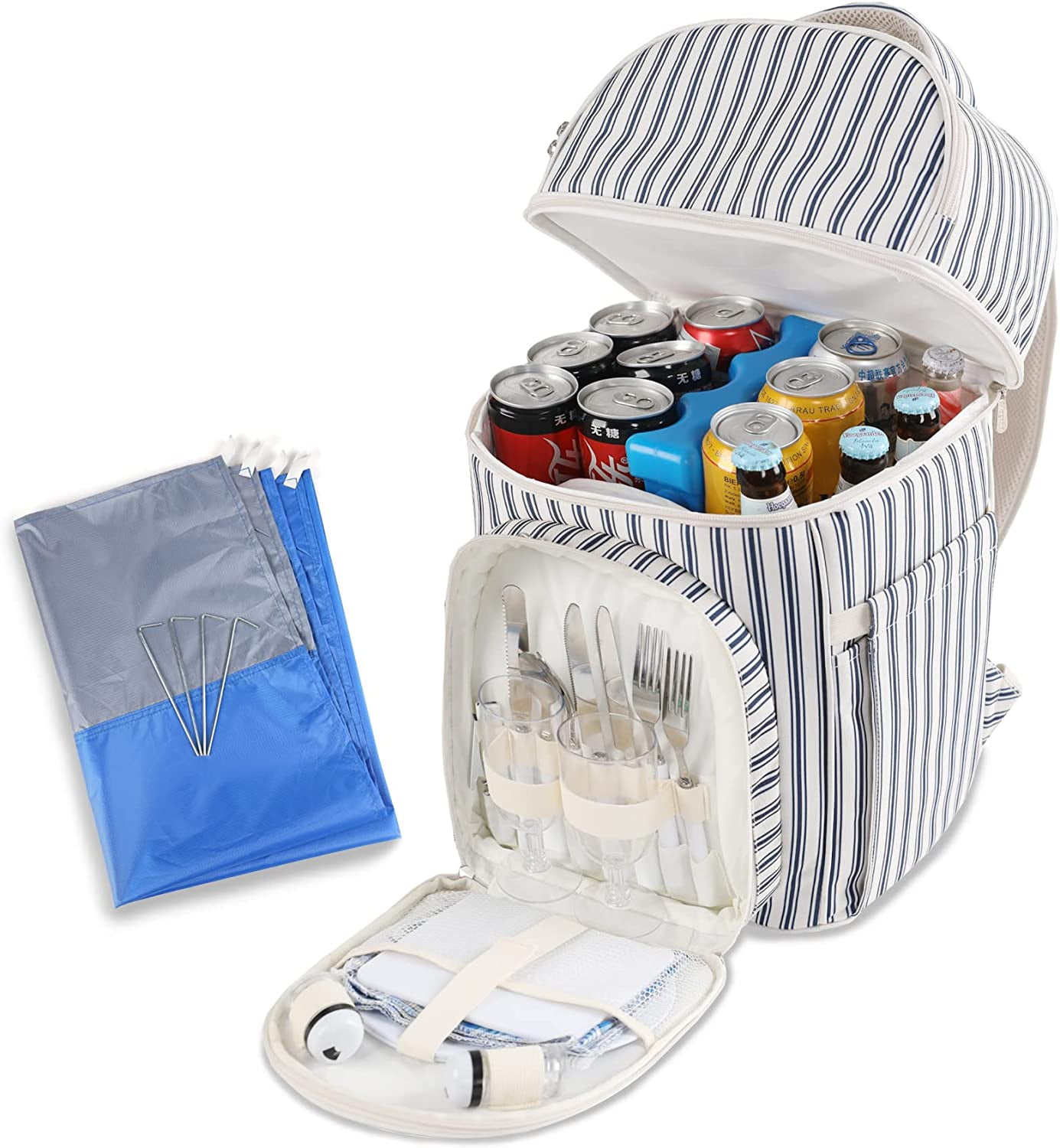 Picnic Backpack Bag for 2 Person with Insulated Cooler Compartment,with