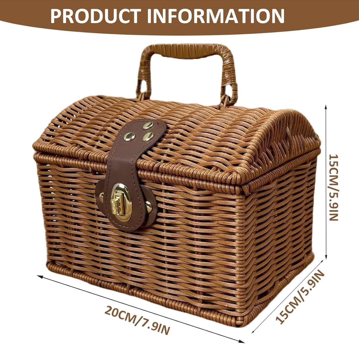 Picnic Basket with Cover - Vintage Fruit Carrier Box | Picnic Party Basket | for Easter Holiday Engagement Wedding Thanksgiving Spring Summer Autumn Photography Garden Yard Park(Q)