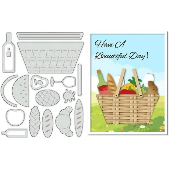 Picnic Basket Cutting Dies Stencils Bread Pineapple Basket Die Cuts DIY Craft Embossing Template for Card Making Photo Decorative Paper Scrapbooking 0.8mm Thick