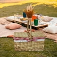 thumbnail image 1 of Picnic Basket Rattan Storage,Serving Basket, Rustic,Wicker Woven Basket Wicker Storage Hamper for Parties, Camping Sandwiches, 1 of 8