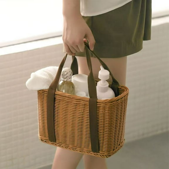 Picnic Basket Shopping Basket with Handle 11.5x6x8 Inch Reusable Wicker Tote Harvest Basket for Groceries Market Foraging Picnic Flower Gathering Home Storage