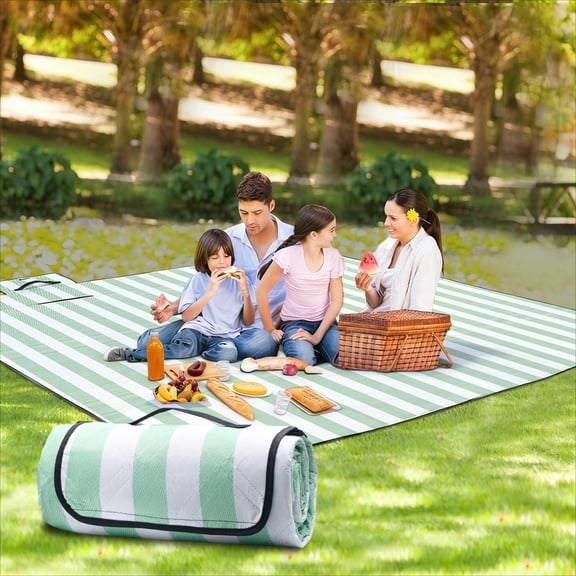 Picnic Blanket 100''x80'' Waterproof Sandproof Beach Outdoor Camping Mat Extra Large Foldable Gingham Big Travel Essential Accessories Gift Park Patio Lawn Garden Grass Ground Music Festival