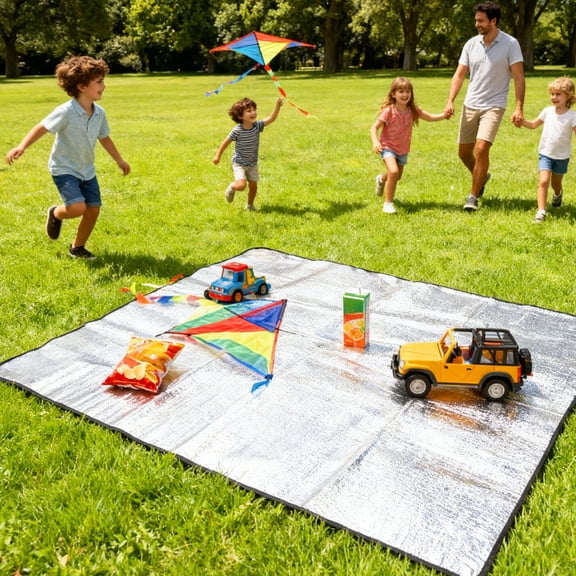Picnic Blanket, 78.7"x39" Outdoor Double-Sided Aluminum Foil Foam Pad, Waterproof and Insulating Picnic Mat Camping Mat for Beach Tent and Camping