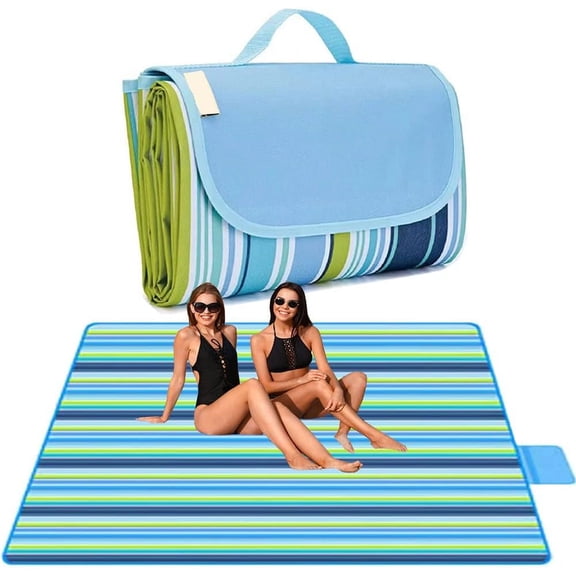 Picnic Blanket Beach Blankets 80"x60" Large Sandproof Waterproof Camping Portable Travel Blanket Play Mat for Outdoor Indoor Family Beach Park Grass,Hiking, Music Festival