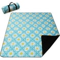thumbnail image 1 of Picnic Blanket Extra Large(79" x 82"), 3-Layer Thickening Camping Blanket, Machine Washable Outdoor Blanket, Wear-Resistant, Soft and Comfortable, Sandproof Beach Mat for Beach, Park, Lawn(Flower), 1 of 6