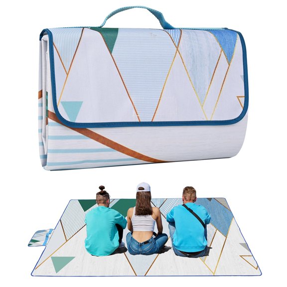 Picnic Blanket Foldable Waterproof Sand Mat 80" X Extra Large Outdoor Beach For Camping Hiking Travel Family Concerts