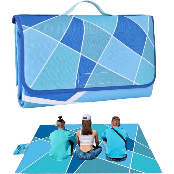 Picnic Blanket, Foldable Waterproof Sand Mat, Extra Large Picnic Blanket Outdoor Picnic Mat Beach Blanket for Park Grass Camping Hiking Travel Family Concerts