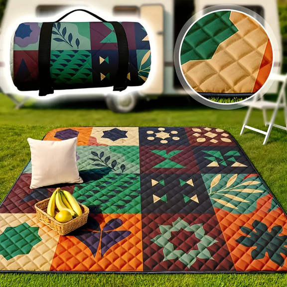 Picnic Blanket with Handles, Triple-Layer Soft Design, Durable Fabric, Foldable, Ideal for Beach, Park, Camping, and Travel, Durable Fabric, 78 Inches