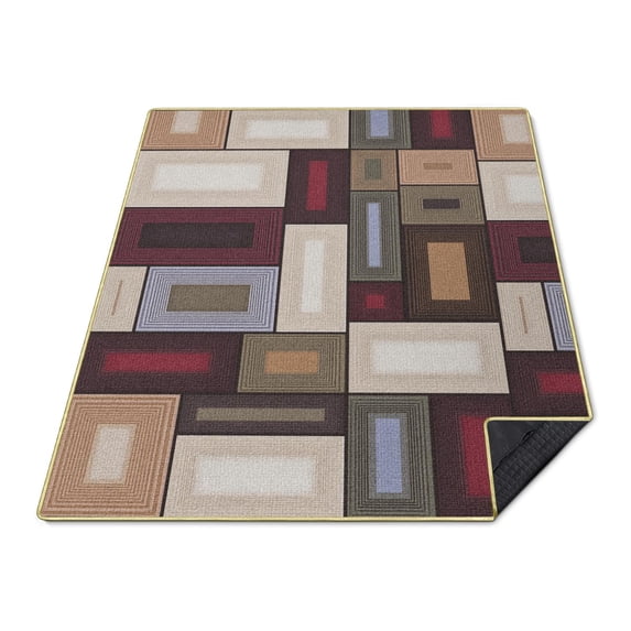 Picnic Blanket Waterproof 80"x60" Large Outdoor Foldable Abstract Geometric Thicker Machine Washable Beach Blanket Waterproof Picnic Mat Portable for Picnics, Camping