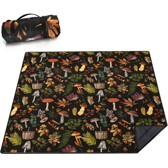 Picnic Blanket Waterproof Picnic Beach Blanket Waterproof Sandproof Foldable Portable Travel Large Mushroom Picnic Blanket for Outdoor Camping,Beaches,Parks -Mushroom 80" X 80"