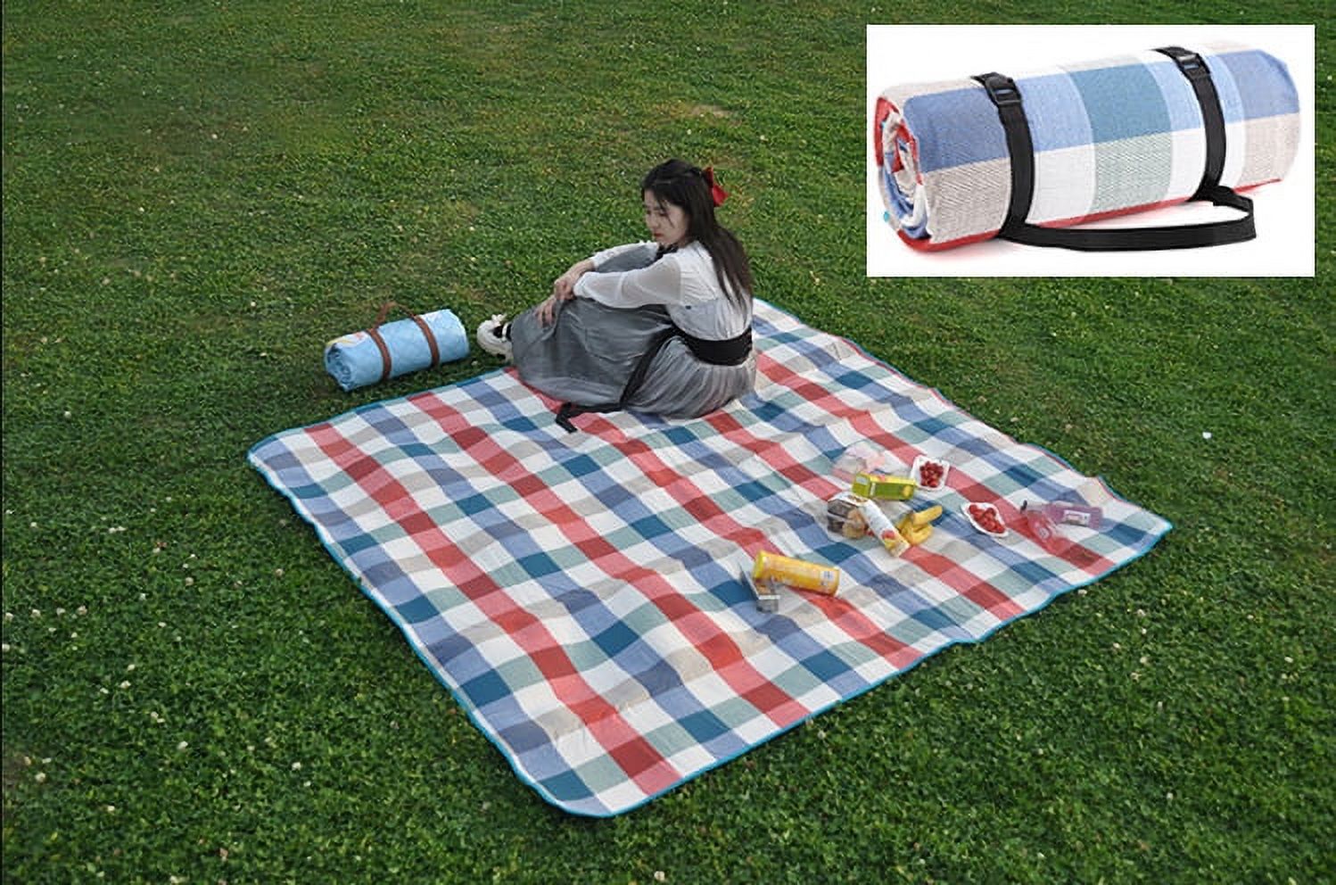 Mainstays Lawn Blanket Strip Print/blue Solid