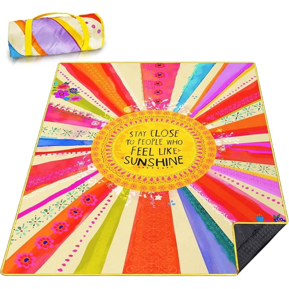 Picnic Blanket Waterproof Picnic Beach Blanket Waterproof Sandproof Foldable Portable Travel Large Boho Sunshine Picnic Blanket for Outdoor Camping,Beaches,Parks-Sunshine 80" X 60"
