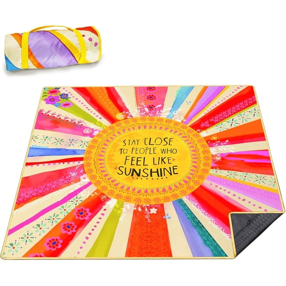 Picnic Blanket Waterproof Picnic Beach Blanket Waterproof Sandproof Foldable Portable Travel Large Boho Sunshine Picnic Blanket for Outdoor Camping,Beaches,Parks-Sunshine 80" X 80"