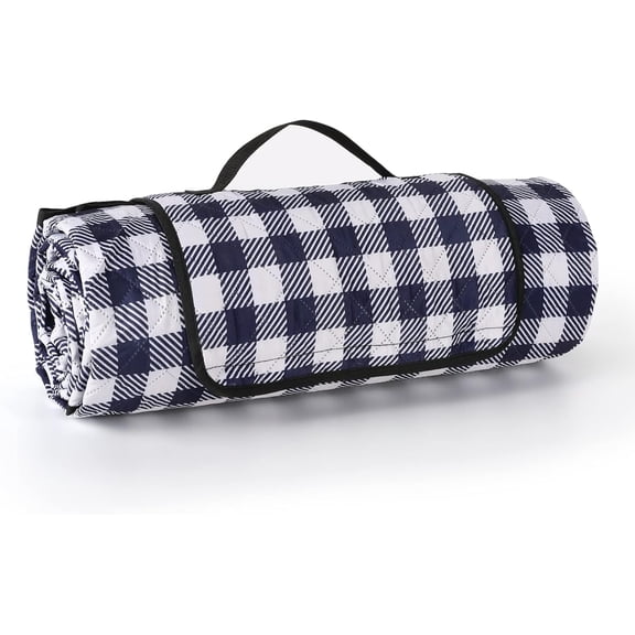 Picnic Blankets Extra Large, 80''''x80'''' Picnic Outdoor Blanket Waterproof and Machine Washable (Blue and White).