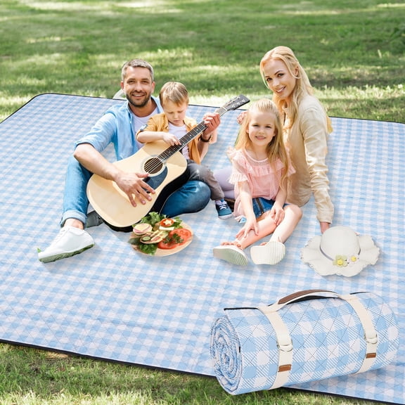 Picnic Blankets Outdoor Extra Large - 80"x80" Portable Waterproof Picnic Blanket, Machine Washable 3-Layer Foldable Park Mat with Sandproof Backing for Grass Hiking Travel Concerts Indoor