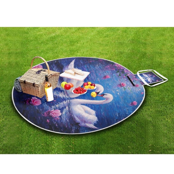 Picnic Blankets Teencool Beach Blanket Creatively Blissful Swans in Blue Pattern Outdoor Blanket for Travel