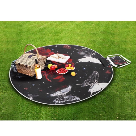 Picnic Blankets Teencool Beach Blanket Creatively Butterfly Kisses & Roses Pattern Outdoor Blanket for Travel
