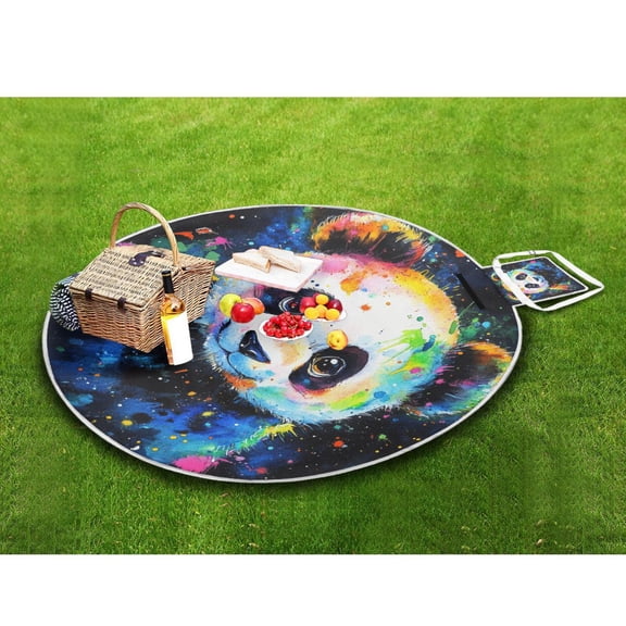 Picnic Blankets Teencool Beach Blanket Creatively Colorful Panda Portrait Pattern Outdoor Blanket for Travel