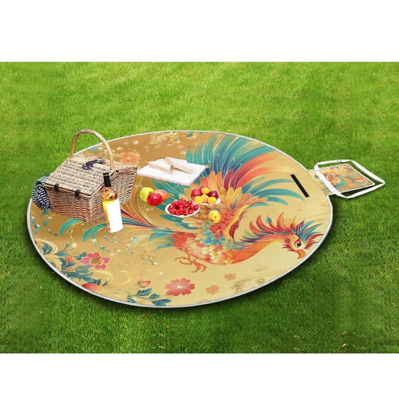 Picnic Blankets Teencool Beach Blanket Creatively Colorful Phoenix Pattern Outdoor Blanket for Travel