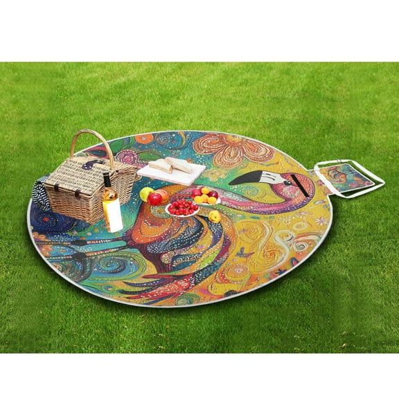 Picnic Blankets Teencool Beach Blanket Creatively Dancing Flamingo in Vibrant Bliss Pattern Outdoor Blanket for Travel