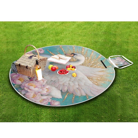 Picnic Blankets Teencool Beach Blanket Creatively Ethereal Swan Majesty Pattern Outdoor Blanket for Travel