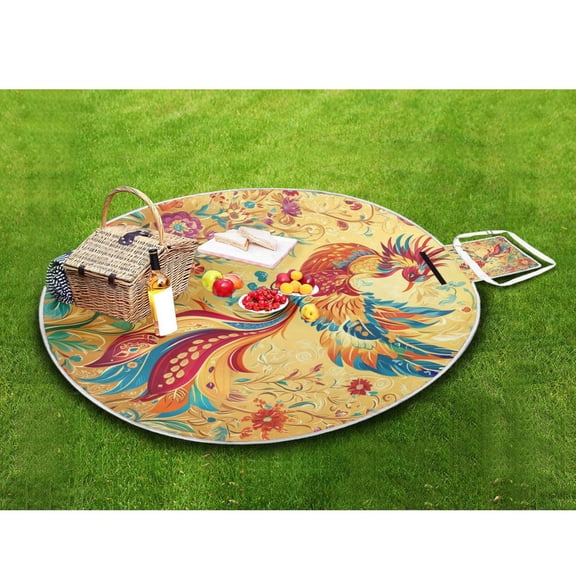 Picnic Blankets Teencool Beach Blanket Creatively He Phoenix Reborn Pattern Outdoor Blanket for Travel