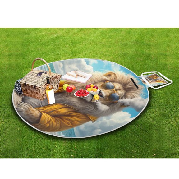 Picnic Blankets Teencool Beach Blanket Creatively Lions Summer Escape Pattern Outdoor Blanket for Travel