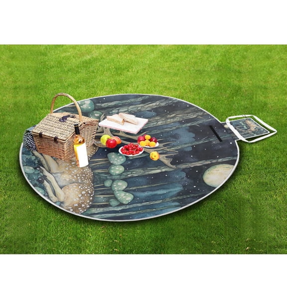 Picnic Blankets Teencool Beach Blanket Creatively Moonlit Deer Retreat Pattern Outdoor Blanket for Travel