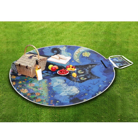 Picnic Blankets Teencool Beach Blanket Creatively Moonlit Kitty Dreams Pattern Outdoor Blanket for Travel