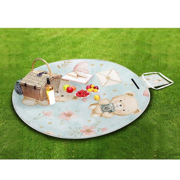 Picnic Blankets Teencool Beach Blanket Creatively Playful Bears with Hearts Pattern Outdoor Blanket for Travel