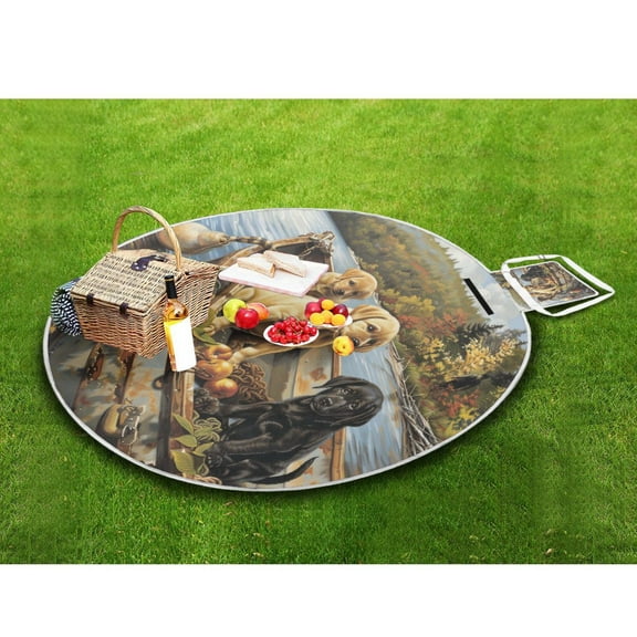 Picnic Blankets Teencool Beach Blanket Creatively Puppies on Lake Adventur Pattern Outdoor Blanket for Travel