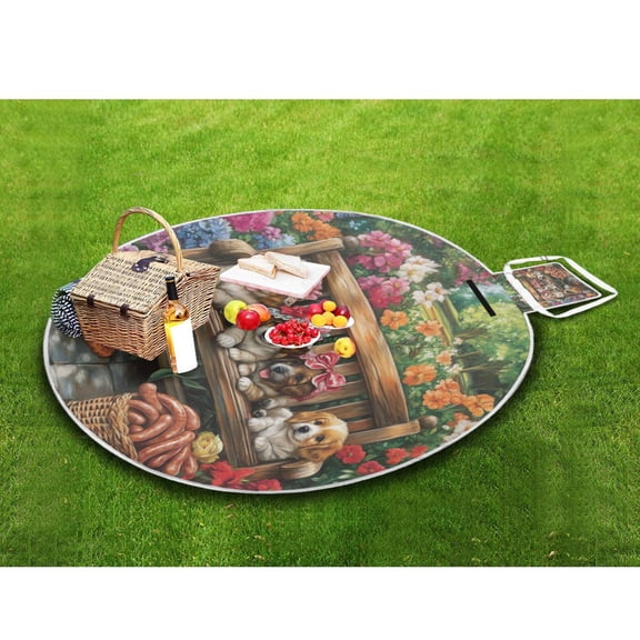 Picnic Blankets Teencool Beach Blanket Creatively Pups and Sausages Pattern Outdoor Blanket for Travel