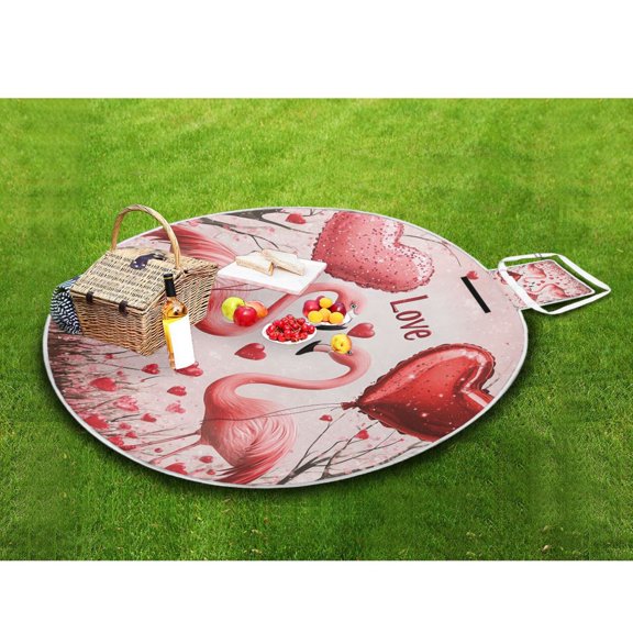 Picnic Blankets Teencool Beach Blanket Creatively Romantic Flamingo Love Pattern Outdoor Blanket for Travel