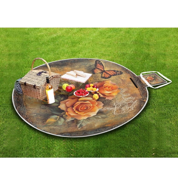 Picnic Blankets Teencool Beach Blanket Creatively Roses and Butterflies in Frame Pattern Outdoor Blanket for Travel