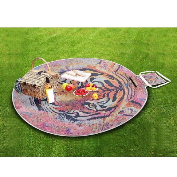 Picnic Blankets Teencool Beach Blanket Creatively Vibrant Tiger Majesty Pattern Outdoor Blanket for Travel