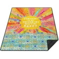 thumbnail image 1 of Picnic Blankets Waterproof Foldable Extra Large,80"x 60" Outdoor Beach Blanket Sandproof,3-Layer Lightweight Handy Mat Tote Camping Rugs for Outside Your Rv (Boho Colorful Rainbow Flowers), 1 of 6