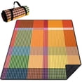 thumbnail image 1 of Picnic Blankets Waterproof Foldable Extra Large,80"x 60" Outdoor Beach Blanket Sandproof,3-Layer Lightweight Handy Mat Tote Picnic Camping Rugs for Outside Your Rv(Colorful Checkered), 1 of 6