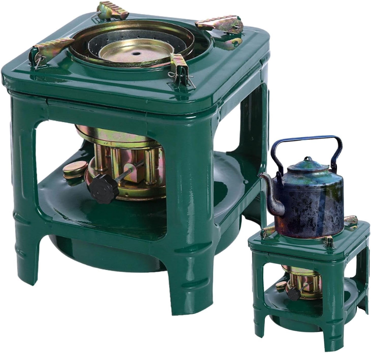 Picnic Burner Furnace, 8-Wick Portable Camping Oil Stove, Outdoor Diesell Cooking Stove, Portable Kerosene Diesel Alcohol Stove, Adventure Cookware Burner for Backpacking Hiking Adventure (Green)