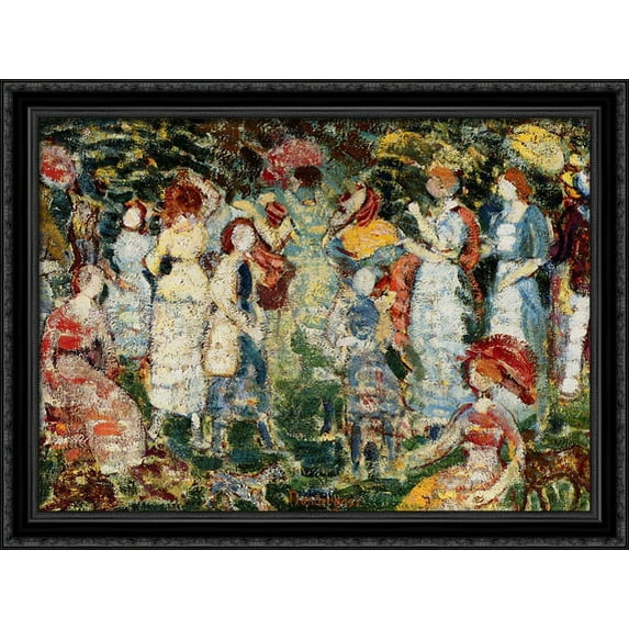 Picnic Grove 38x28 Large Black Ornate Wood Framed Canvas Art by Maurice Prendergast