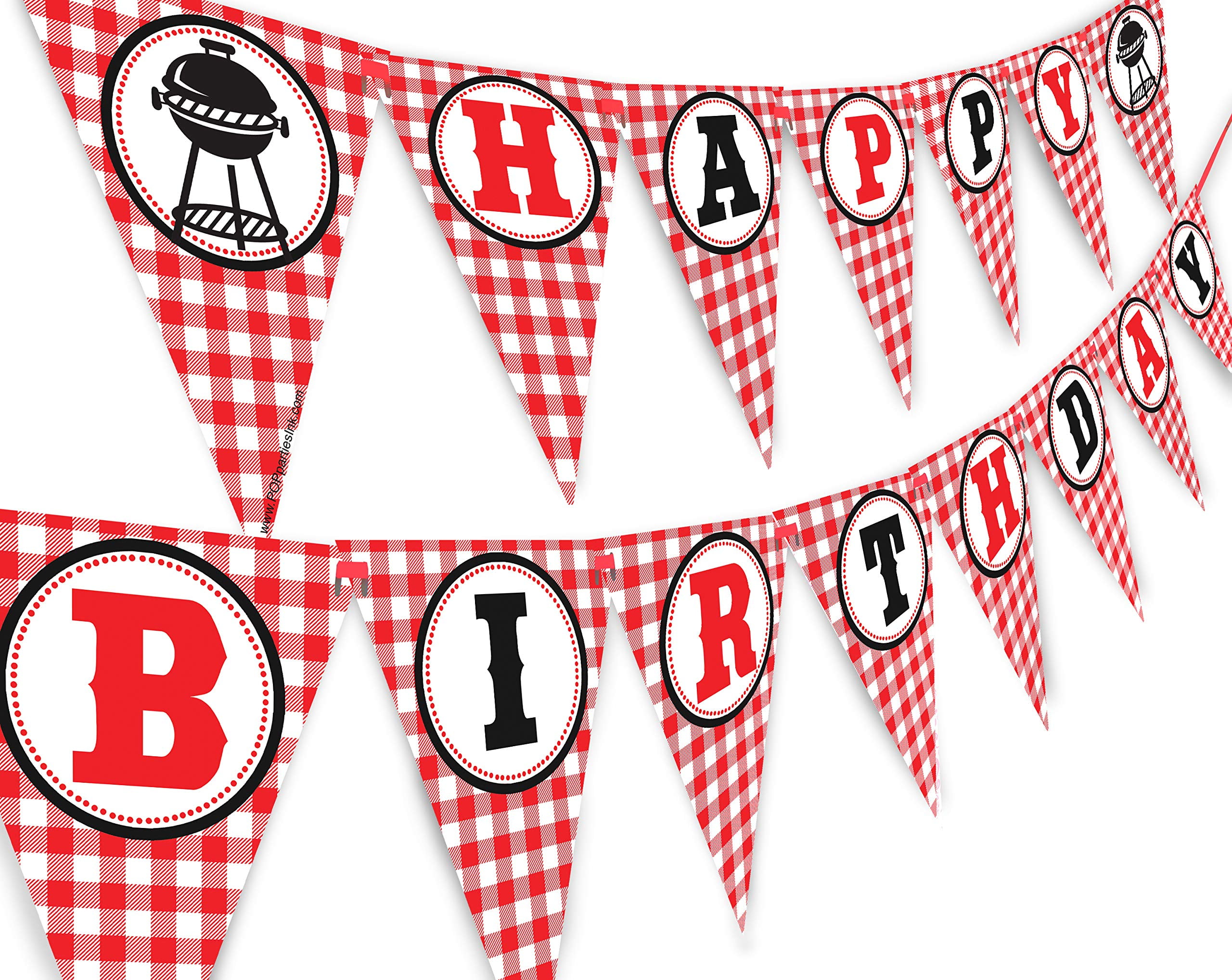 Picnic Happy Birthday Banner - BBQ Birthday Party Pennant - Red Gingham  Banner - Walmart.com, image size:2560x2037