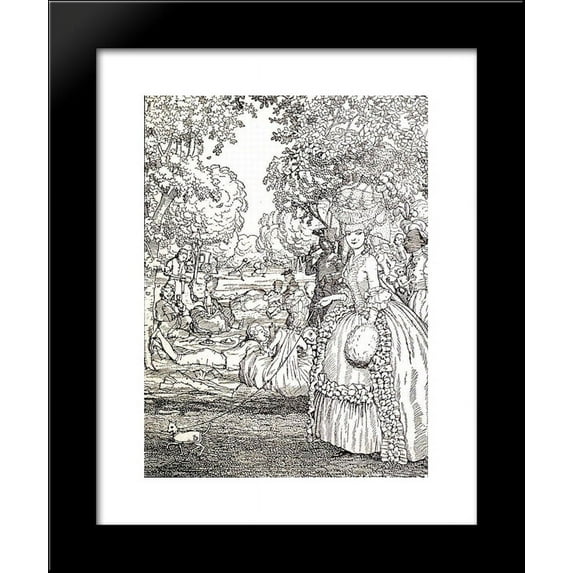 Picnic. Illustration to the Book of the Marquise 20x24 Framed Art Print by Konstantin Somov