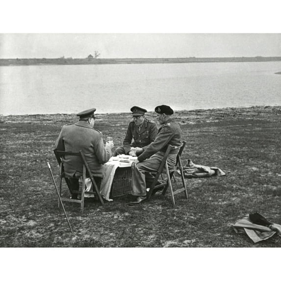 Picnic On The Rhine River In The Netherlands. British Premier Winston Churchill History (24 x 18)