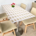 thumbnail image 1 of Picnic Table Cloth, 78"x35" Rectangle Vinyl Plaid Fitted Tablecloths Waterproof Flannel Backed Table Covers for Dining Camping Outdoor, Khaki/White, 1 of 6
