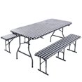 thumbnail image 1 of Picnic Table Cover 3-Piece Set Waterproof Stain Resistant Elastic Tablecloth with Bench Covers for Outdoor Patio Camping and Dining, 1 of 5