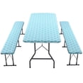 thumbnail image 1 of Picnic Table Cover 3-Piece Set Waterproof Stain Resistant Elastic Tablecloth with Bench Covers for Outdoor Patio Camping and Dining, 1 of 5
