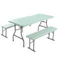thumbnail image 1 of Picnic Table Cover 3-Piece Set Waterproof Stain Resistant Elastic Tablecloth with Bench Covers for Outdoor Patio Camping and Dining, 1 of 5