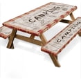 thumbnail image 1 of Picnic Table Cover with Bench Covers Elastic Edges, Red Plaid Fitted Table Cover, Outdoor Patio Camping Essentials 72 Inch 3PCS, Waterproof Camping Fitted Tablecloth, 1 of 7