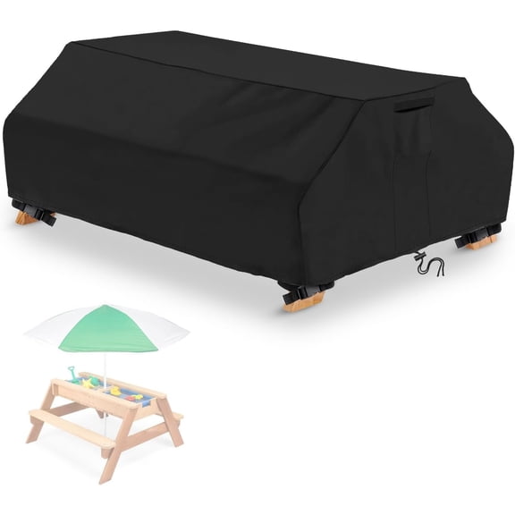 Picnic Table Cover for Sand & Water Activity Table,Black Outdoor  -Resistant Oxford for -Season Protection(40" Lx40 Dx20 H)