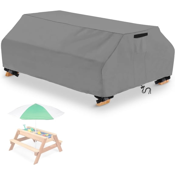 Picnic Table Cover for Sand & Water Activity Table,Gray Outdoor -Resistant Oxford for -Season Protection(40" Lx40 Dx20 H)