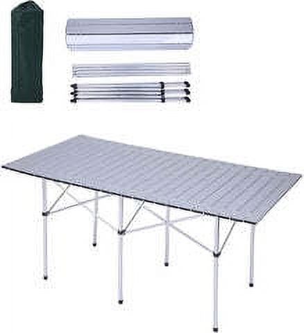 Picnic Table Folding Camping Table Chair Set with 4 Seats Chairs and Umbrella Hole - image 1 of 5